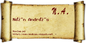 Nán András névjegykártya
