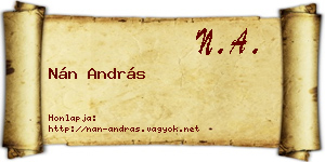 Nán András névjegykártya